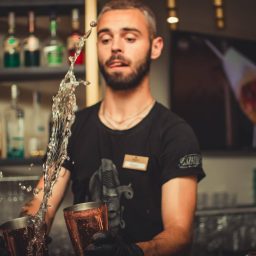 Bartender making a fancy drink