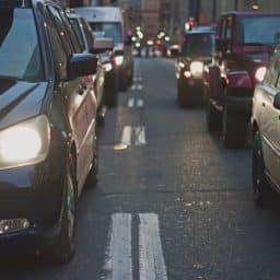 Traffic piled up at a busy street in the city.