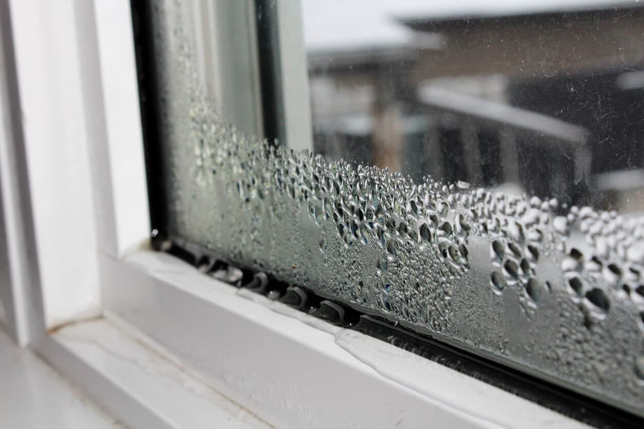 Water condensation happens in cold weather.