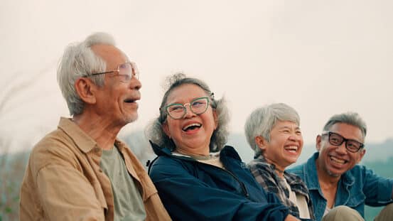 Group of friends laughing together
